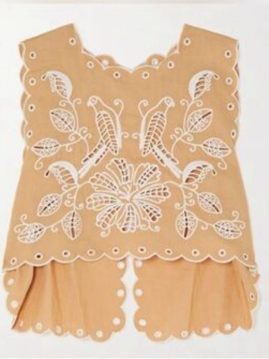 FARM Rio Tops - FARM Rio cropped Scallop broderie Anglaise top